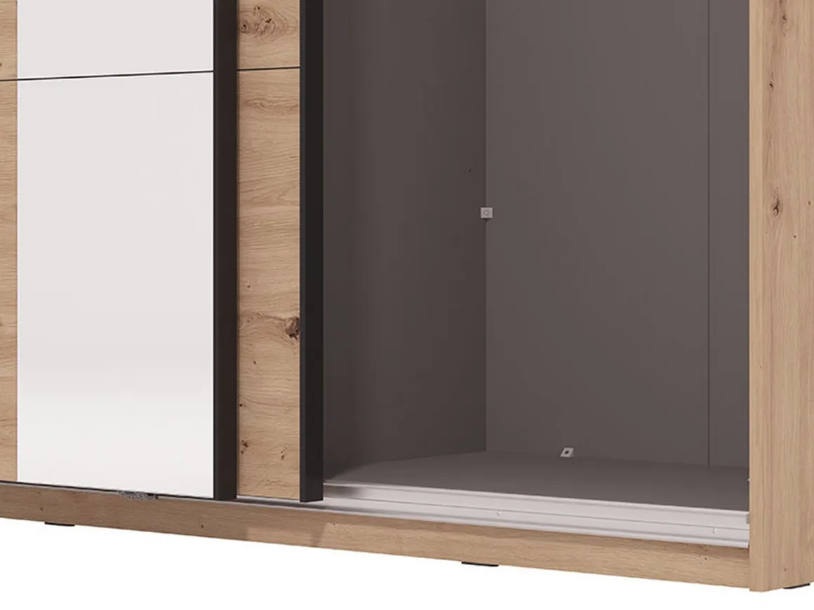 Altri Guardaroba > Dmora Guardaroba Grande Marrone Rovere Nodi Nero Appendiabiti 2 Ripiani 145.5x217.5h cm, Apertura Scorrevole - Vialone Nero, Marrone Rovere Nodi