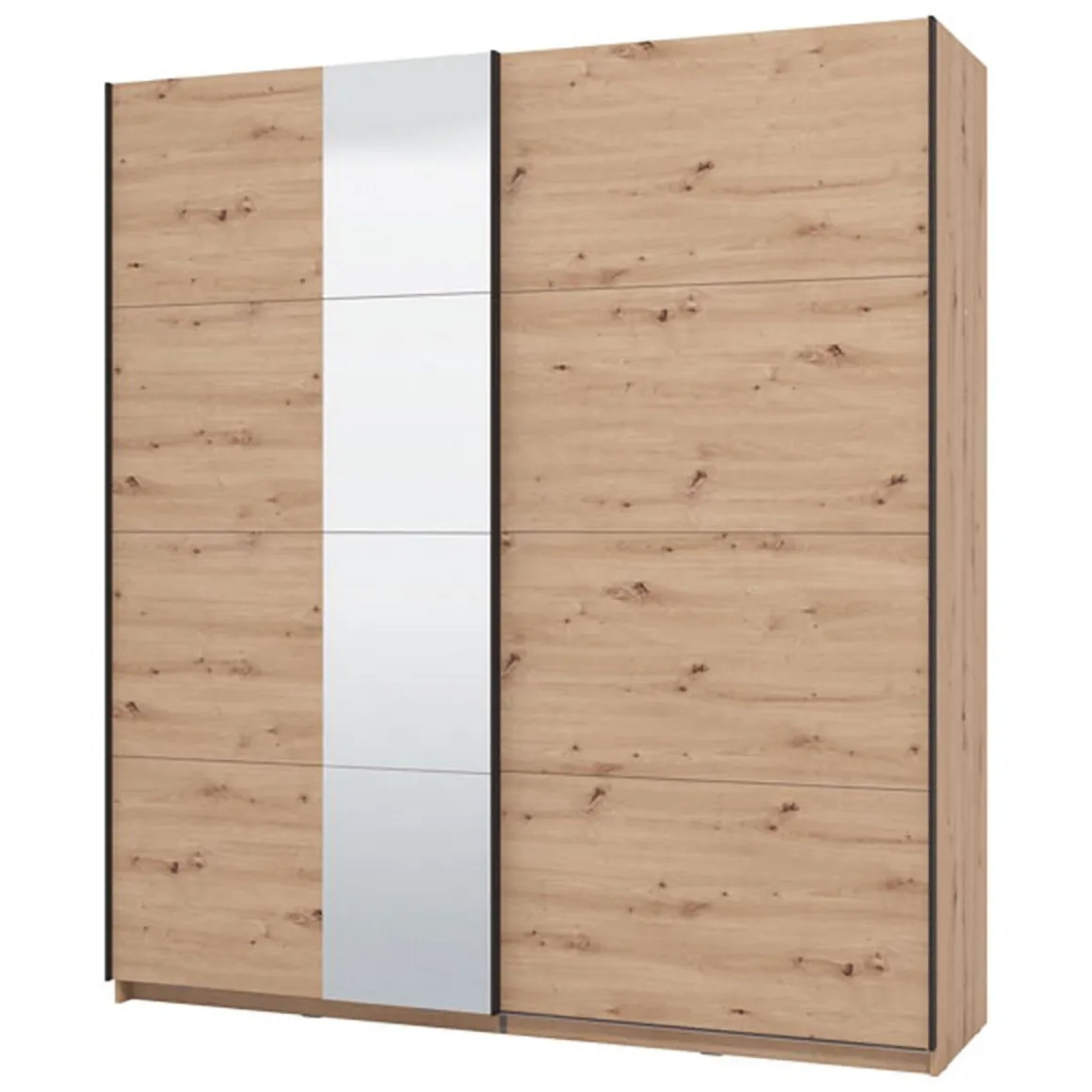 Altri Guardaroba > Dmora Guardaroba Grande Marrone Rovere Nodi Nero Appendiabiti 2 Ripiani 195x217.5h cm, Apertura Scorrevole - Siri Nero, Marrone Rovere Nodi
