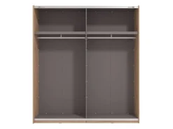Altri Guardaroba > Dmora Guardaroba Grande Marrone Rovere Nodi Nero Appendiabiti 2 Ripiani 195x217.5h cm, Apertura Scorrevole - Siri Nero, Marrone Rovere Nodi