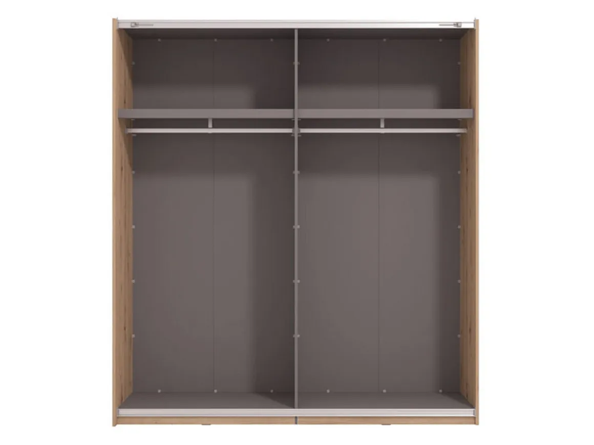 Altri Guardaroba > Dmora Guardaroba Grande Marrone Rovere Nodi Nero Appendiabiti 2 Ripiani 195x217.5h cm, Apertura Scorrevole - Siri Nero, Marrone Rovere Nodi