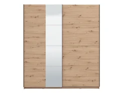 Altri Guardaroba > Dmora Guardaroba Grande Marrone Rovere Nodi Nero Appendiabiti 2 Ripiani 195x217.5h cm, Apertura Scorrevole - Siri Nero, Marrone Rovere Nodi