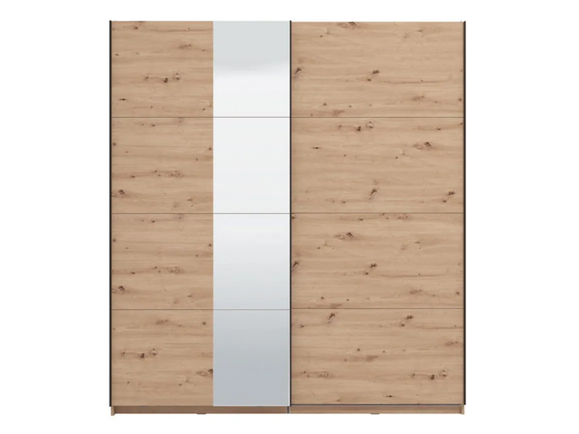 Altri Guardaroba > Dmora Guardaroba Grande Marrone Rovere Nodi Nero Appendiabiti 2 Ripiani 195x217.5h cm, Apertura Scorrevole - Siri Nero, Marrone Rovere Nodi