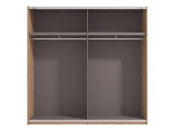 Altri Guardaroba > Dmora Guardaroba Grande Marrone Rovere Nodi Nero Appendiabiti 2 Ripiani 220x217.5h cm, Apertura Scorrevole - Spartano Nero, Marrone Rovere Nodi