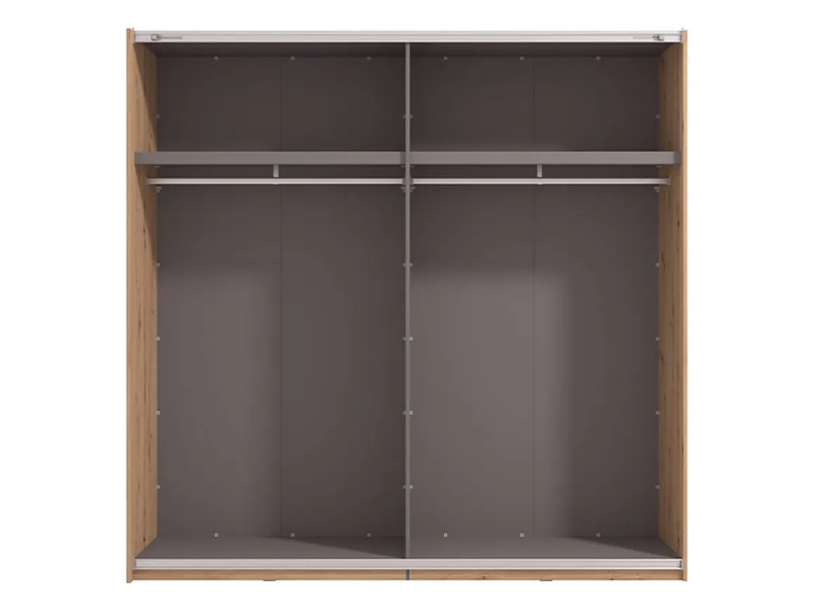 Altri Guardaroba > Dmora Guardaroba Grande Marrone Rovere Nodi Nero Appendiabiti 2 Ripiani 220x217.5h cm, Apertura Scorrevole - Spartano Nero, Marrone Rovere Nodi