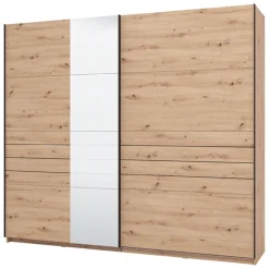 Altri Guardaroba > Dmora Guardaroba Grande Marrone Rovere Nodi Nero Appendiabiti 2 Ripiani 267x217h cm, Apertura Scorrevole - Tures Nero, Marrone Rovere Nodi