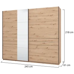 Guardaroba Grande Marrone Rovere Nodi Nero Appendiabiti 2 Ripiani 245x217.5h cm, Apertura Scorrevole - Peio