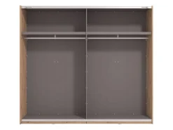 Guardaroba Grande Marrone Rovere Nodi Nero Appendiabiti 2 Ripiani 245x217.5h cm, Apertura Scorrevole - Peio