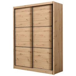 Altri Guardaroba > Dmora Guardaroba Grande Marrone Rovere Nodi Nero Appendiabiti 5 Ripiani 166x215.5h cm, Apertura Scorrevole - Musso Nero, Marrone Rovere Nodi