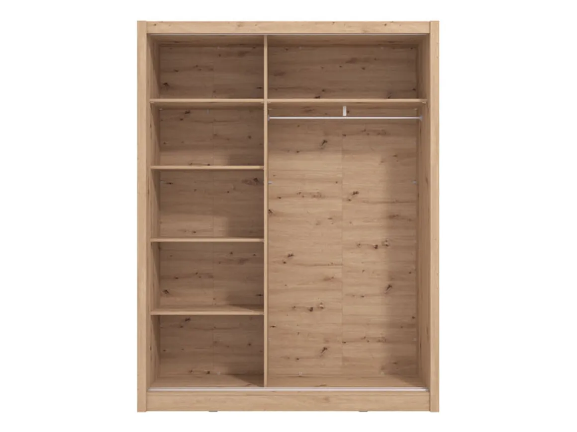 Altri Guardaroba > Dmora Guardaroba Grande Marrone Rovere Nodi Nero Appendiabiti 5 Ripiani 166x215.5h cm, Apertura Scorrevole - Musso Nero, Marrone Rovere Nodi