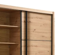Altri Guardaroba > Dmora Guardaroba Grande Marrone Rovere Nodi Nero Appendiabiti 5 Ripiani 166x215.5h cm, Apertura Scorrevole - Musso Nero, Marrone Rovere Nodi