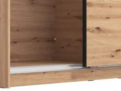 Altri Guardaroba > Dmora Guardaroba Grande Marrone Rovere Nodi Nero Appendiabiti 5 Ripiani 179x210h cm, Apertura Scorrevole - Verzino Nero, Marrone Rovere Nodi