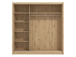 Altri Guardaroba > Dmora Guardaroba Grande Marrone Rovere Nodi Nero Appendiabiti 5 Ripiani 213x215.5h cm, Apertura Scorrevole - Godrano Nero, Marrone Rovere Nodi