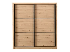 Altri Guardaroba > Dmora Guardaroba Grande Marrone Rovere Nodi Nero Appendiabiti 5 Ripiani 213x215.5h cm, Apertura Scorrevole - Godrano Nero, Marrone Rovere Nodi