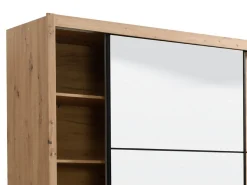 Guardaroba Grande Marrone Rovere Nodi Nero Appendiabiti 5 Ripiani 213x215.5h cm, Apertura Scorrevole - Pelago