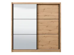 Guardaroba Grande Marrone Rovere Nodi Nero Appendiabiti 5 Ripiani 213x215.5h cm, Apertura Scorrevole - Pelago