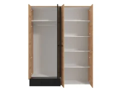 Guardaroba Grande Marrone Rovere Nodi Nero un Cassetto 5 Ripiani 157.5x203.5h cm, Appendiabiti - Lisio