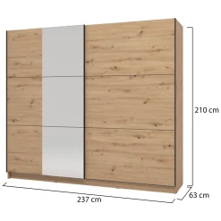 Guardaroba Grande Marrone Rovere Nodi Trasparente Appendiabiti 8 Ripiani 236.5x210h cm, Apertura Scorrevole - Sorgono