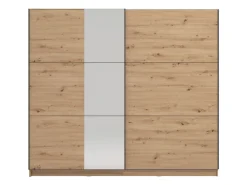 Guardaroba Grande Marrone Rovere Nodi Trasparente Appendiabiti 8 Ripiani 236.5x210h cm, Apertura Scorrevole - Sorgono