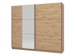 Guardaroba Grande Marrone Rovere Nodi Trasparente Appendiabiti 8 Ripiani 236.5x210h cm, Apertura Scorrevole - Sorgono