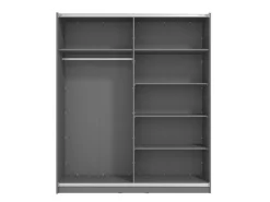 Guardaroba Grande Nero Antracite 5 Ripiani Appendiabiti 179x210h cm, 2 Ante - Verzino