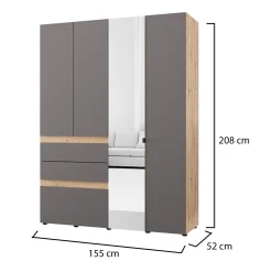 Altri Guardaroba > Dmora Guardaroba Grande Nero Antracite Nero Fume Appendiabiti 10 Ripiani 270x210h cm, 6 Ante - Nogaro Nero Fume, Nero Antracite