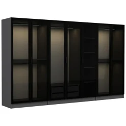 Guardaroba Grande Nero Antracite Nero Fume Appendiabiti 7 Ripiani 315x210h cm, 7 Ante - Prunetto
