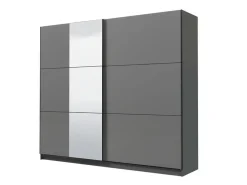 Guardaroba Grande Nero Antracite Trasparente Appendiabiti 8 Ripiani 236.5x210h cm, Apertura Scorrevole - Sorgono