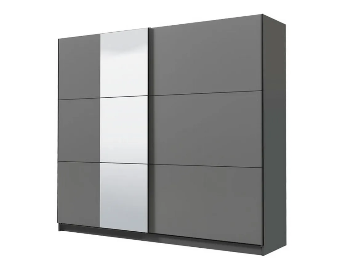 Guardaroba Grande Nero Antracite Trasparente Appendiabiti 8 Ripiani 236.5x210h cm, Apertura Scorrevole - Sorgono