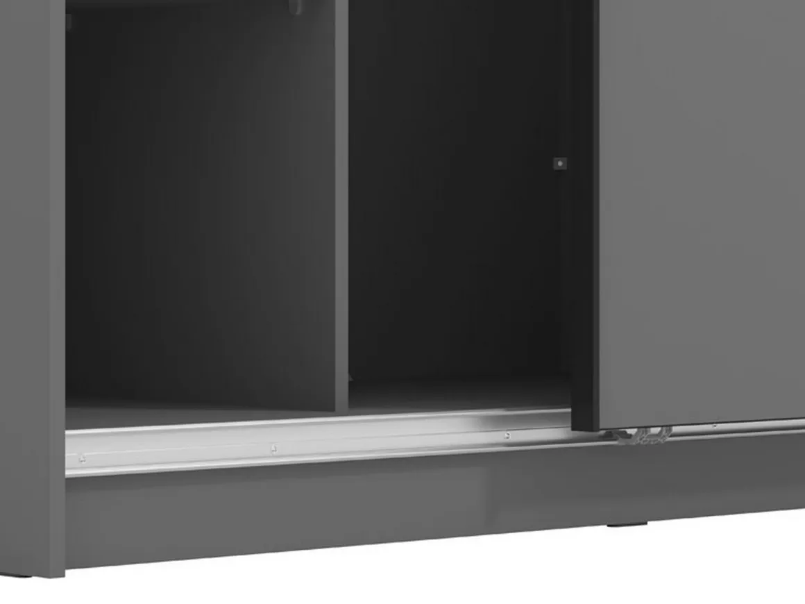 Guardaroba Grande Nero Antracite Trasparente Appendiabiti 8 Ripiani 236.5x210h cm, Apertura Scorrevole - Sorgono