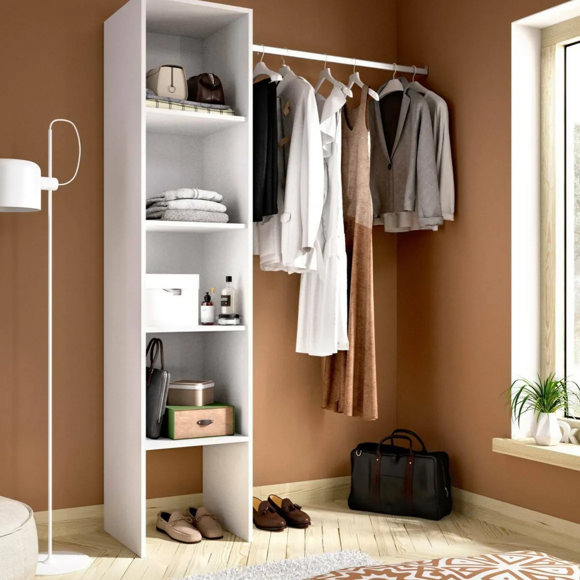 Guardaroba grande 4 ripiani bianco 137x185h cm - Adler