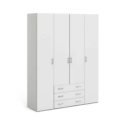 Altri Guardaroba > Dmora Guardaroba grande salvaspazio bianco e rovere 84x205h cm - Anzino Marrone, Bianco Rovere
