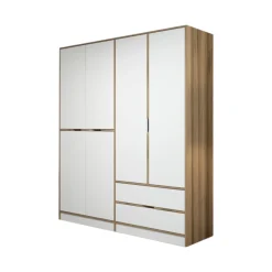 Guardaroba in legno bianco e oro 185x208h cm - Odalys