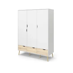 Guardaroba 3 Ante > Dmora Guardaroba in legno bianco e quercia 147x200h cm - Devota Marrone, Bianco Quercia