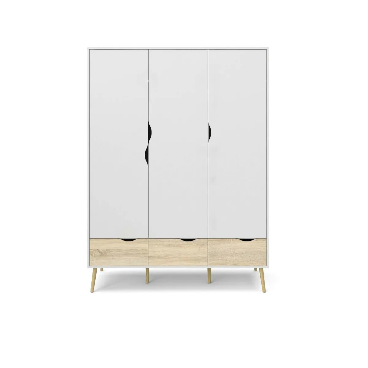 Guardaroba 3 Ante > Dmora Guardaroba in legno bianco e quercia 147x200h cm - Devota Marrone, Bianco Quercia