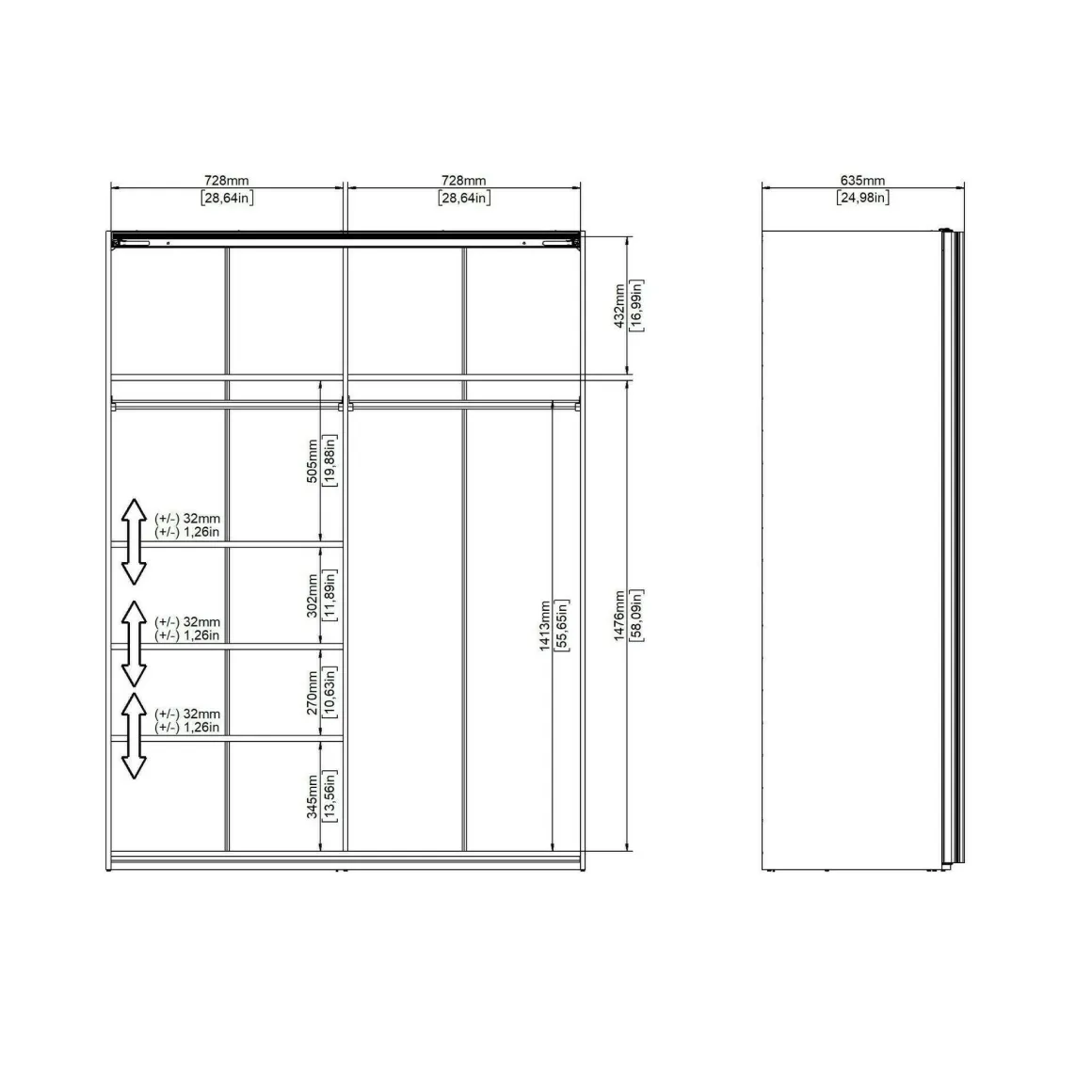 Guardaroba in legno bianco e rovere 150x200h cm - Seraphine