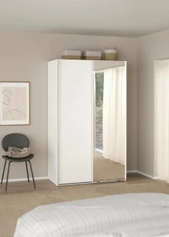 Guardaroba 2 Ante > Dmora Guardaroba in legno bianco e trasparente 118x200h cm - Teheran Trasparente, Bianco