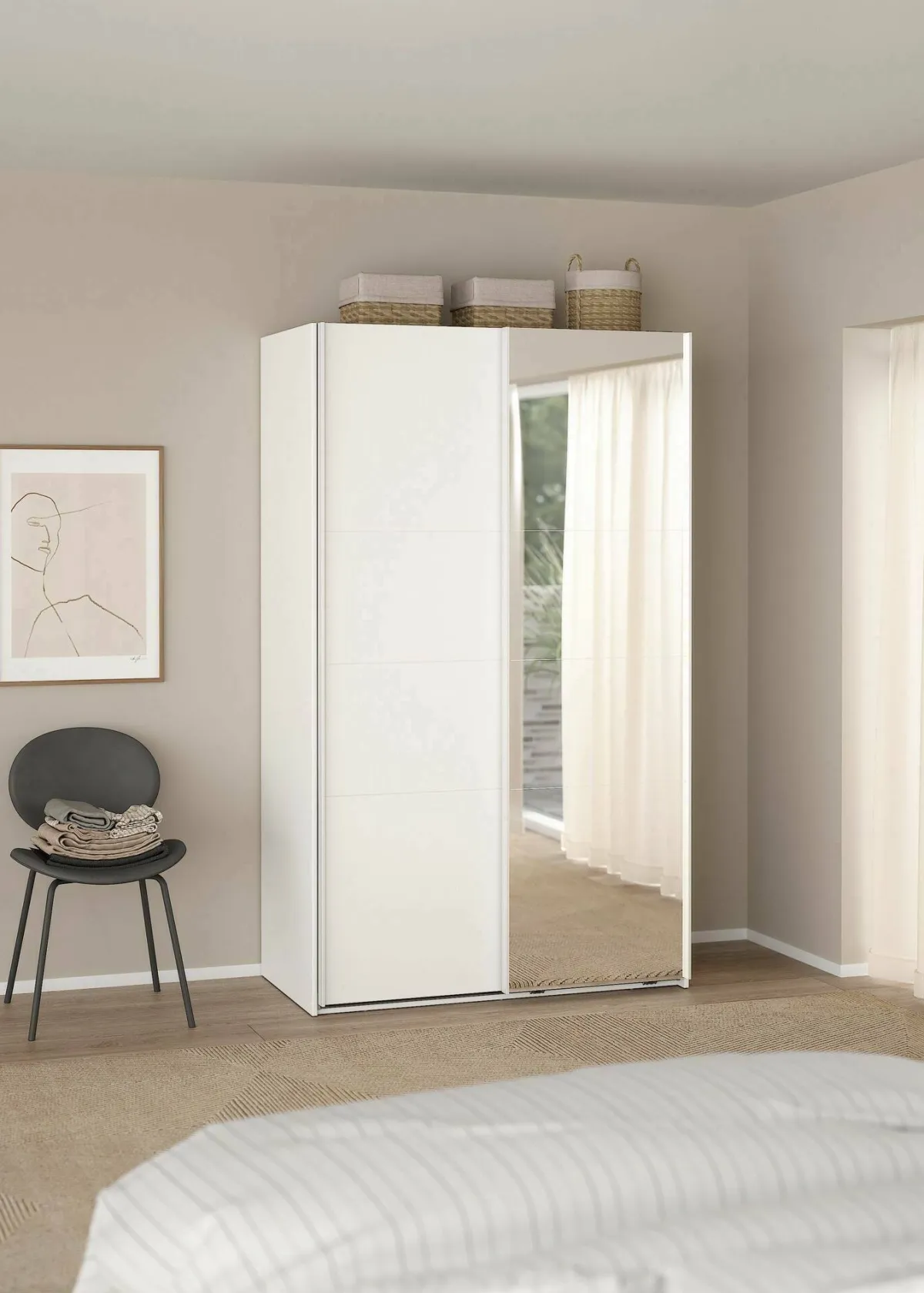 Guardaroba 2 Ante > Dmora Guardaroba in legno bianco e trasparente 118x200h cm - Teheran Trasparente, Bianco
