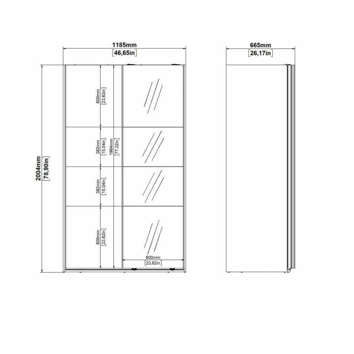 Guardaroba 2 Ante > Dmora Guardaroba in legno bianco e trasparente 118x200h cm - Teheran Trasparente, Bianco