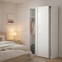 Guardaroba in legno bianco lucido 122x220h cm - Adria