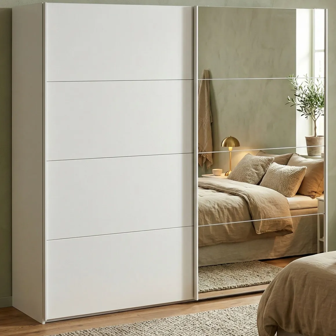 Guardaroba in legno bianco lucido 242x220h cm - Catalina