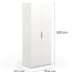 Guardaroba in legno bianco opaco 79x203h cm - Fioretta