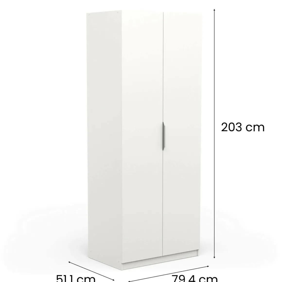 Guardaroba in legno bianco opaco 79x203h cm - Fioretta