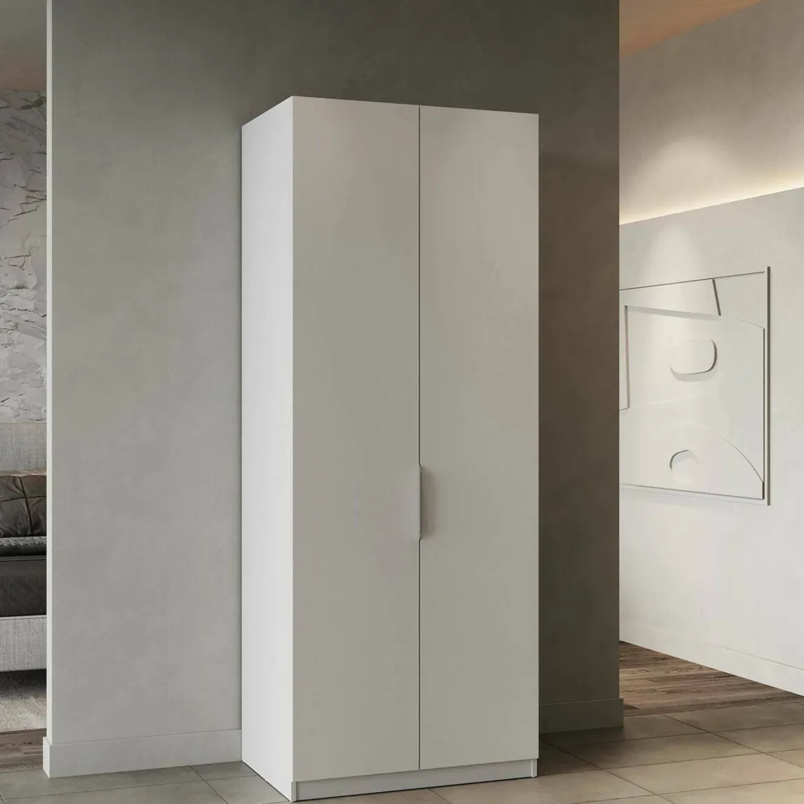 Guardaroba in legno bianco opaco 79x203h cm - Fioretta