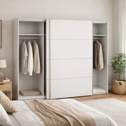 Guardaroba in legno bianco 242x201h cm - Acerno