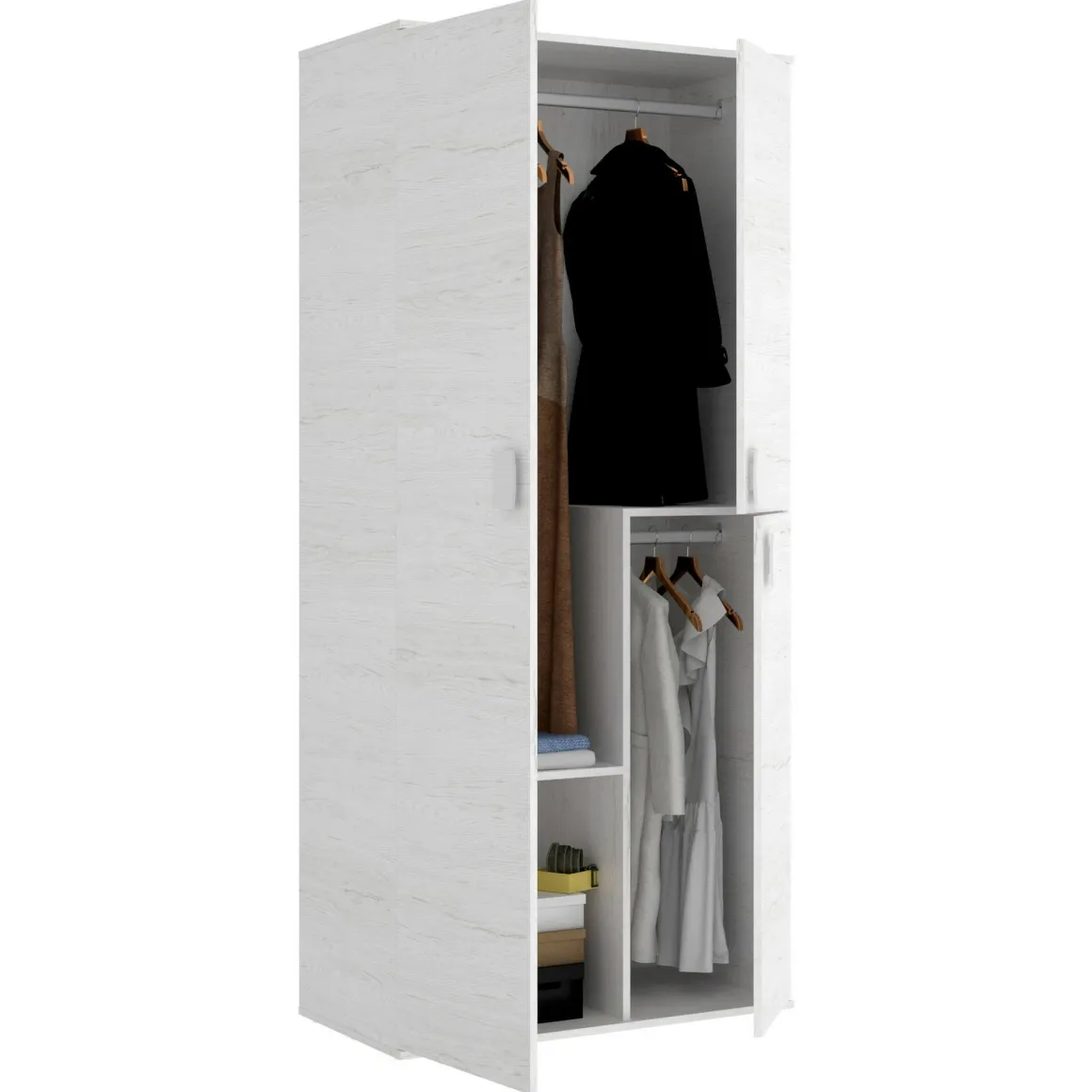Guardaroba 2 Ante > Dmora Guardaroba in legno 96x200h cm - Albiolo Bianco