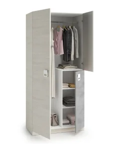Guardaroba 3 Ante|Camera Da Letto > Dmora Guardaroba in legno grigio e cemento 90x200h cm - Aronia Grigio, Grigio Cemento