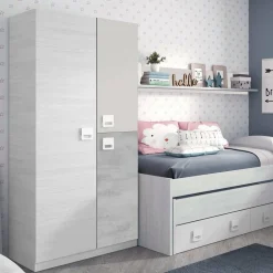 Guardaroba 3 Ante|Camera Da Letto > Dmora Guardaroba in legno grigio e cemento 90x200h cm - Aronia Grigio, Grigio Cemento
