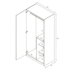 Guardaroba in legno grigio e verde acqua 90x200h cm - Aronia