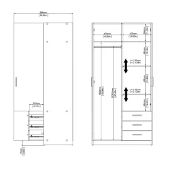 Guardaroba 2 Ante > Dmora Guardaroba in legno 98x200h cm - Sultani Grigio