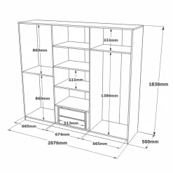 Altri Guardaroba > Dmora Guardaroba in legno marrone e grigio 207x183h cm - Gaja Grigio, Marrone